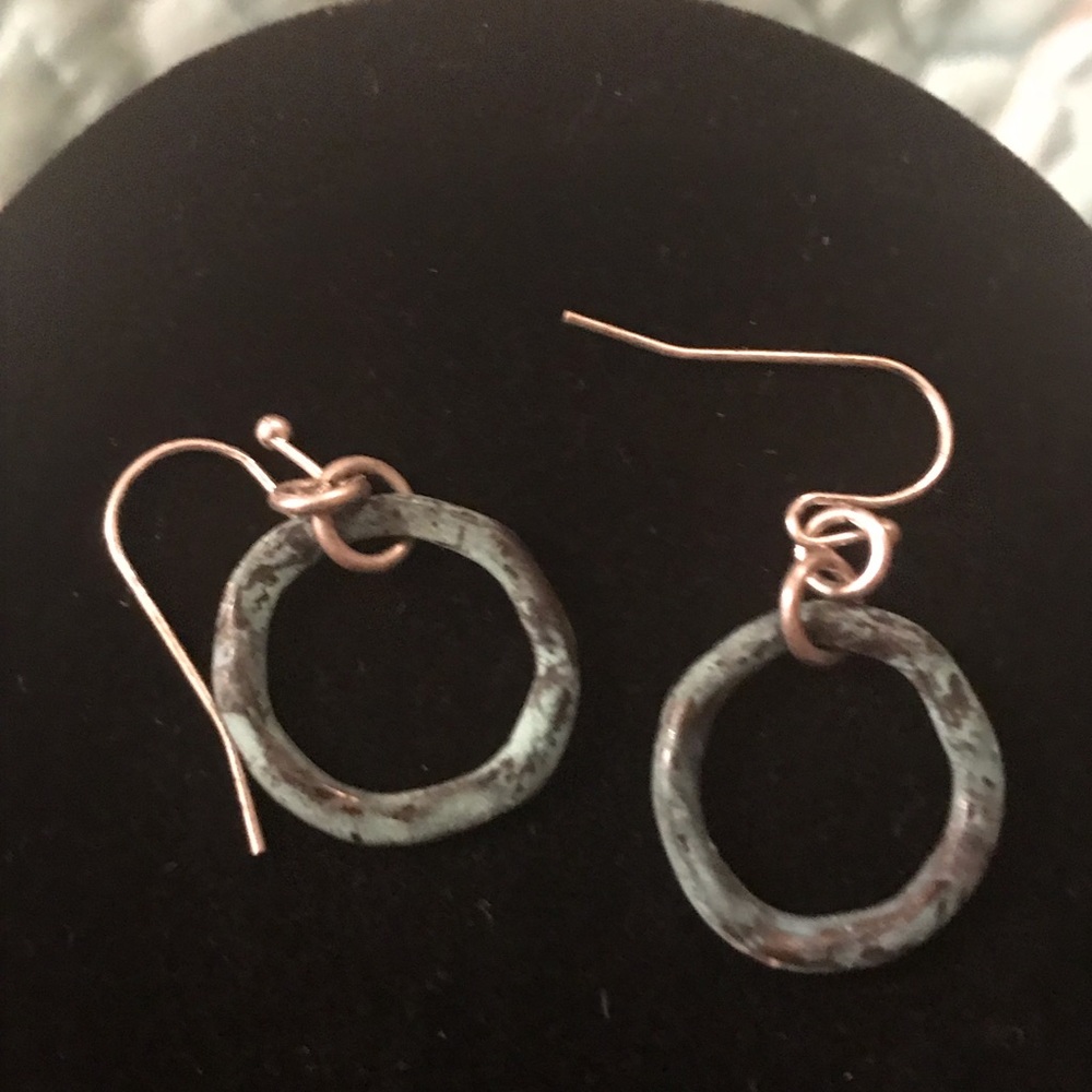 Patina and Silver Tone Earrings NWOT